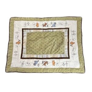 Vtg Disney Winnie the Pooh Quilted Baby Play Mat blanket Velvet Embroidered